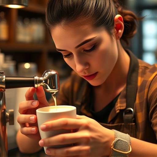 Scene from 'Commercial Ad for Stellar Coffee' - A close-up of a barista preparing a latte.